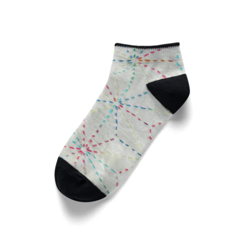 麻の葉刺し子 Ankle Socks