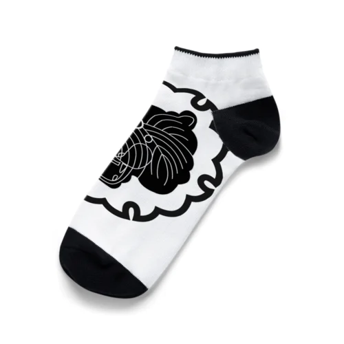 動物家紋。H.T.（雪輪にトラ）黒 Ankle Socks