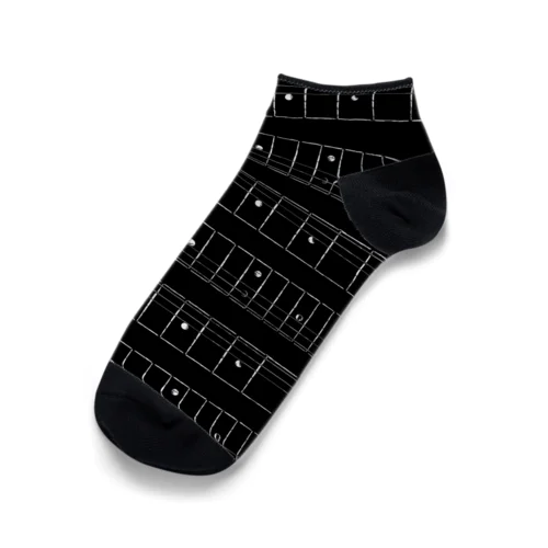 ギターネックボーダー柄 黒 Ankle Socks