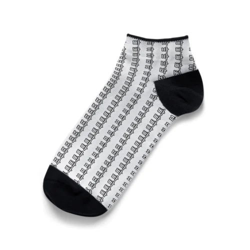 パとパとパのストライプ　ハングル　Black&White Ankle Socks