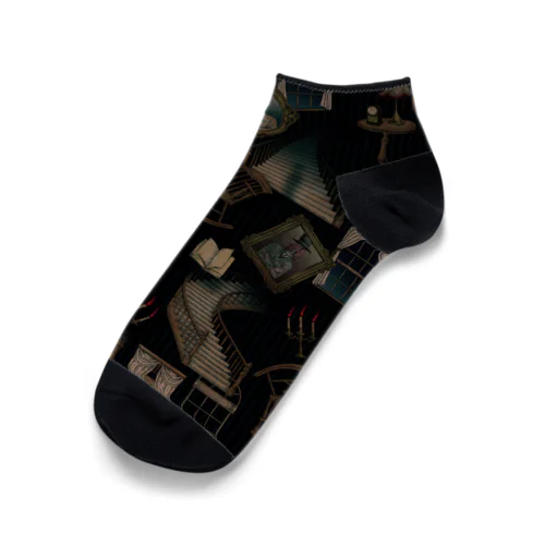 亡霊の館柄GRN Ankle Socks