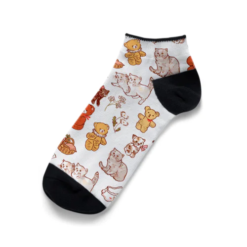 Cats and Teddy Bears Ankle Socks