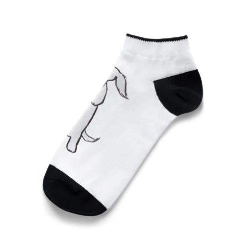 ミニチュアダックスのハニ君立ち姿モノクロ Ankle Socks