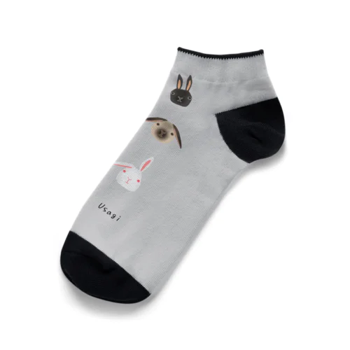 Usagi 縦　背景グレー Ankle Socks