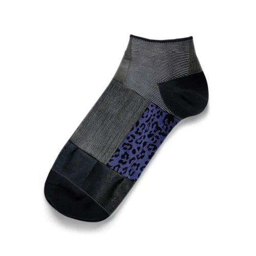 ブラックデニムと異素材パッチワーク Ankle Socks