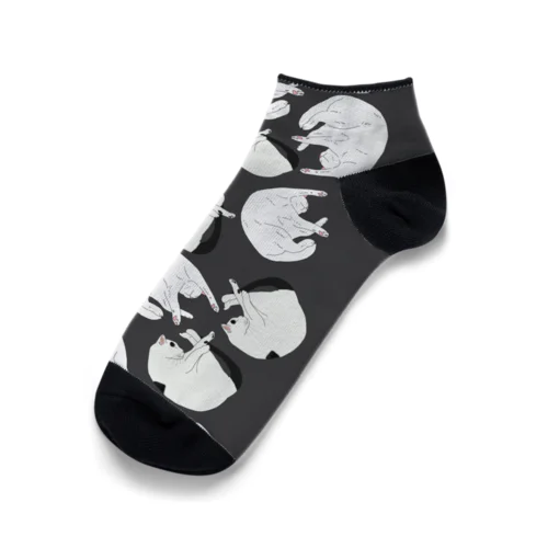 まるい猫達　濃いグレー Ankle Socks