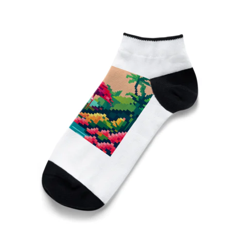 ドット絵の幻想的なフラミンゴ🦩🌇 Ankle Socks