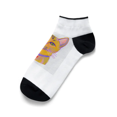 鮮やかな凛々しい猫さんのイラストグッズ Ankle Socks