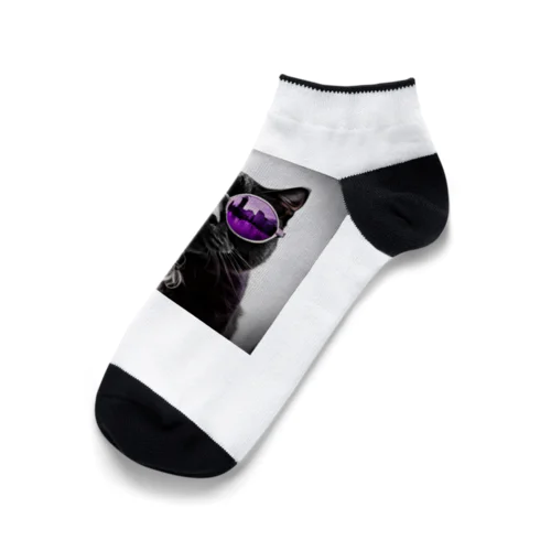 黒猫紫サングラス Ankle Socks