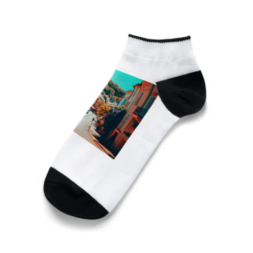 南仏の街並み、夏、明るく美しい、映画のような風景グッズ Ankle Socks