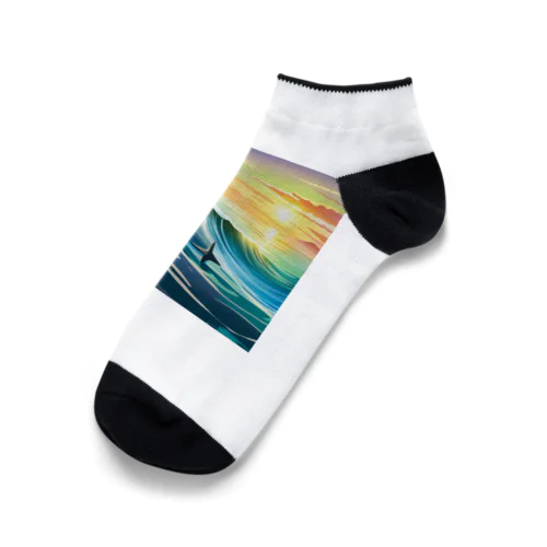 夕暮れで飛ぶイルカ Ankle Socks