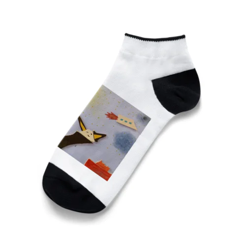 えさを食べるくろねこ Ankle Socks