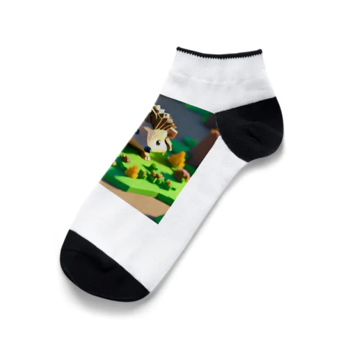 マイクラ的なハリネズミ Ankle Socks