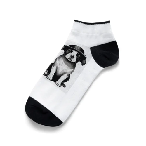 帽子を被った犬夫婦 Ankle Socks