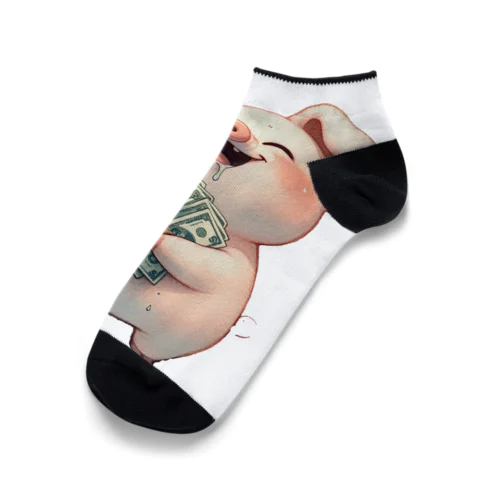 資本主義の豚「お金大好き」 Ankle Socks