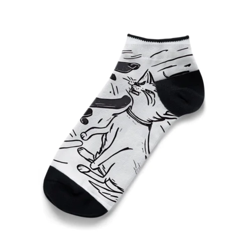 犬と猫のたたかい Ankle Socks