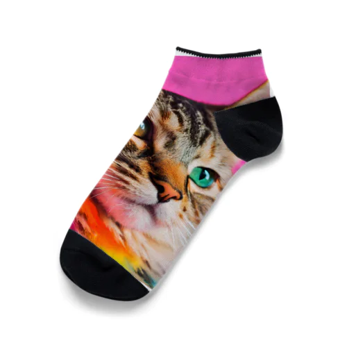 カラフルな猫 Ankle Socks