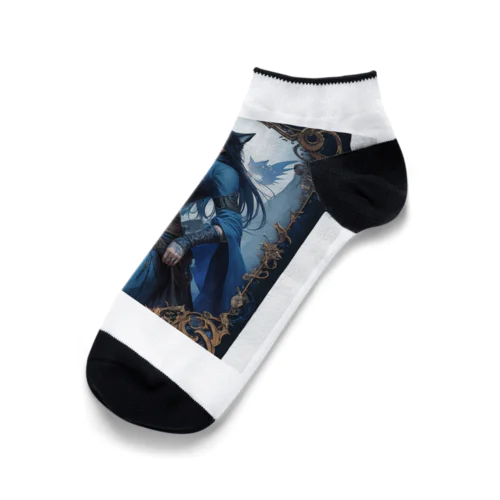 「狐魔女の蒼き炎」 ： "The Azure Flames of the Fox Witch" Ankle Socks