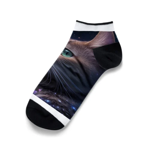 「星の囁き - 宇宙への猫の眺め」 Ankle Socks