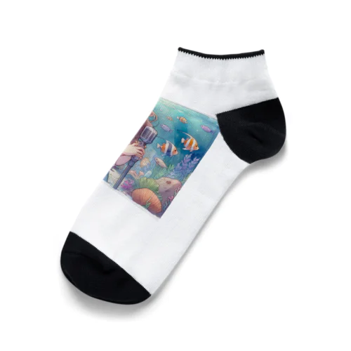 水族館で歌う女性 Ankle Socks