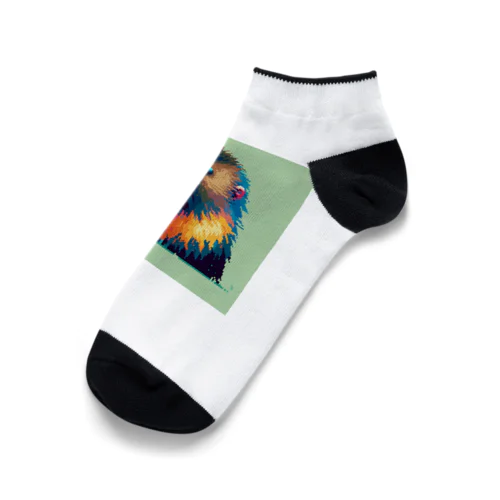 カラフルなマンドリルのドット絵 Ankle Socks