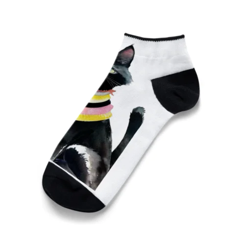 黒猫と虹の首輪 Ankle Socks