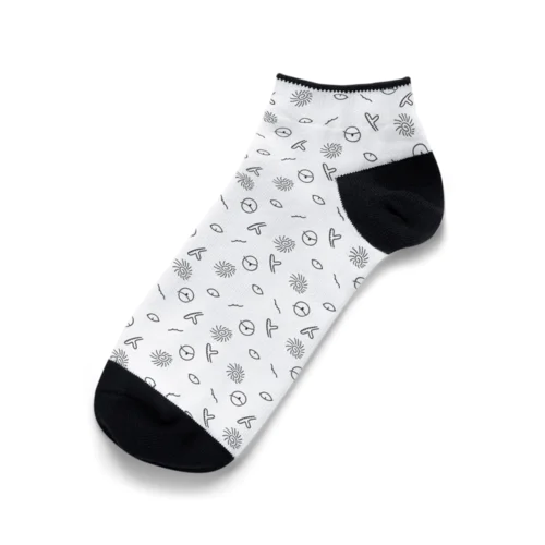 HAKUTAKU モノグラム white Ankle Socks