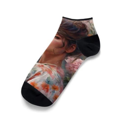 花の中で呼び止められる女性 Ankle Socks