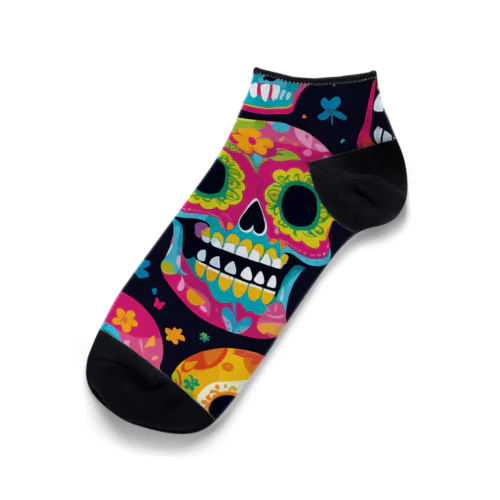 メキシコ伝統モチーフのカラフルスカル Ankle Socks