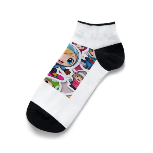 スノーボードとキャラクターたちのイラストグッズ Ankle Socks