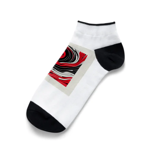 赤黒白ウェーブ Ankle Socks