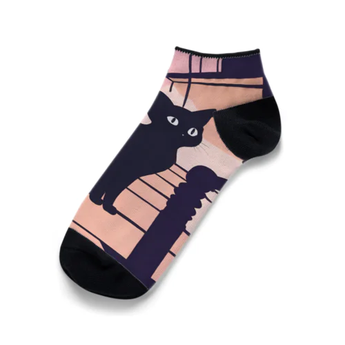 夕暮れの黒猫ちゃん Ankle Socks