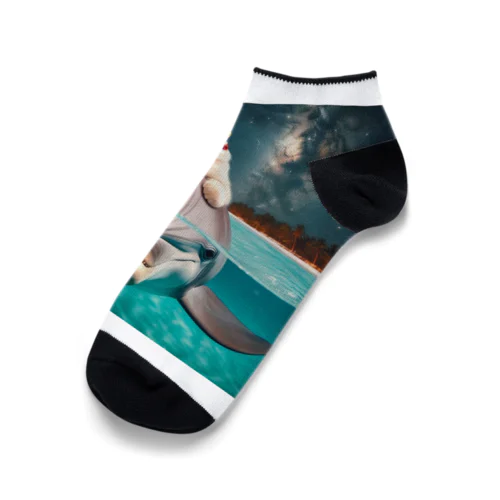 イルカと猫が海を共に泳ぐ異種間の絆が存在 Ankle Socks