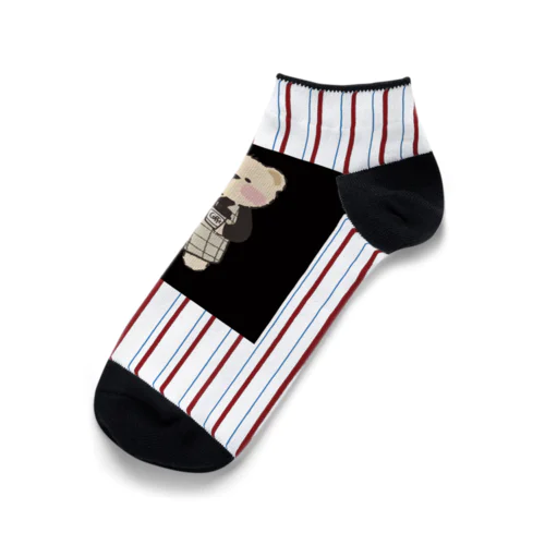 おしゃれな着せかえくまちゃん（ホワイト・レッド） Ankle Socks