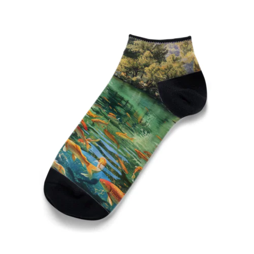 透き通ってる長良川で泳いいる魚たち アメジスト 2846 Ankle Socks