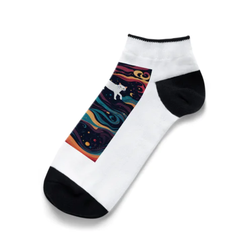 宇宙で遊んでる白猫 アメジスト 2846 Ankle Socks