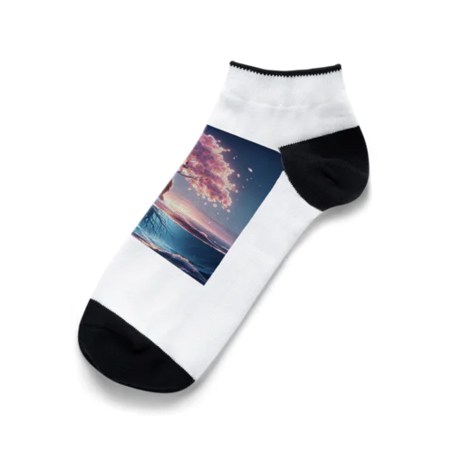 Sea of Blossoms: The Ocean's Sakura Ankle Socks