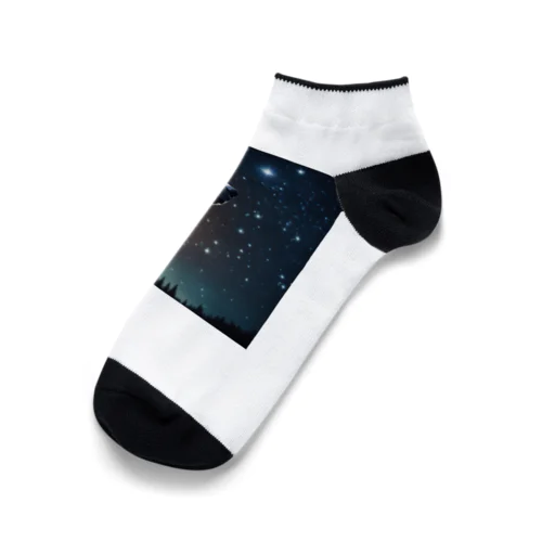 星を眺めるかわいい熊 Ankle Socks