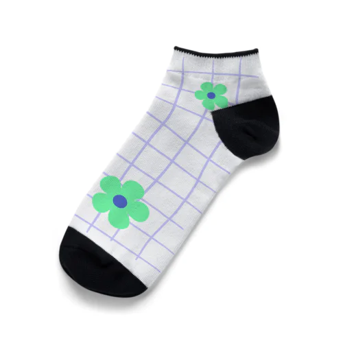 grid flower Ankle Socks