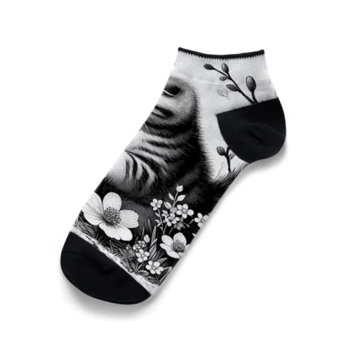 春の子猫のスコティッシュフォールド Ankle Socks