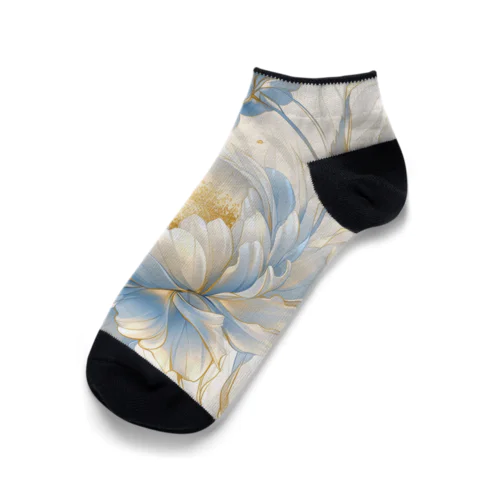Lucky Flower Silver Blue Ankle Socks