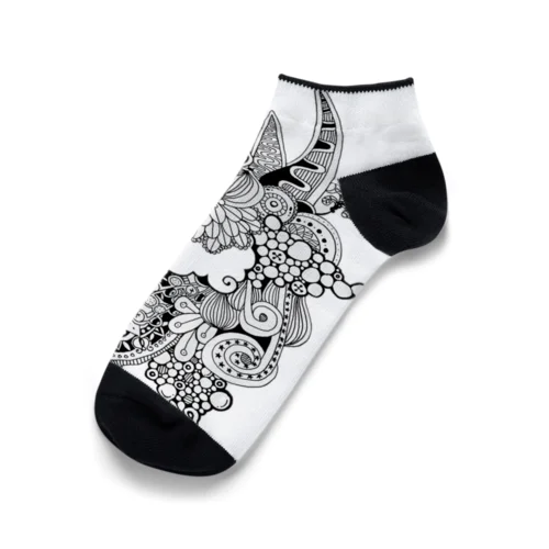 ゼンタングル　花と円 Ankle Socks