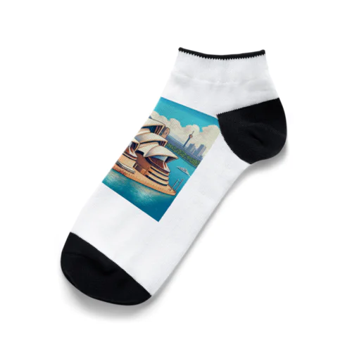 シドニーオペラハウス（pixel art） Ankle Socks