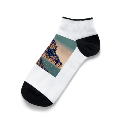 モン・サン・ミシェル（pixel art） Ankle Socks