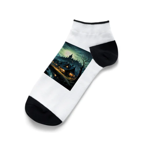 夜に輝く美しい村の光景 Ankle Socks