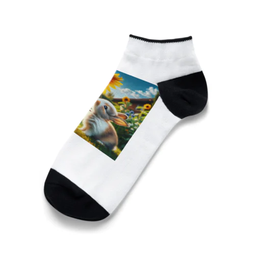 ひまわりと赤ちゃんうさぎ Ankle Socks