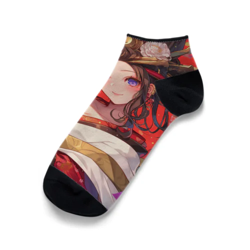 祝福の節句に舞う、紅梅の姫 Ankle Socks