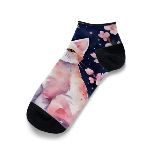 sakura cat2 Ankle Socks