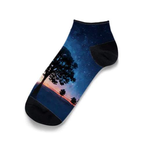 風景_星空と木 Ankle Socks