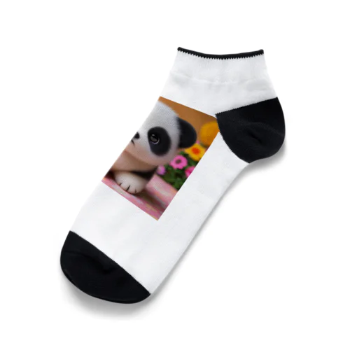 パンダふうの秋田犬子犬 Ankle Socks